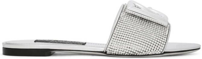 Dolce  Gabbana DG-logo crystal mesh sandals Silver