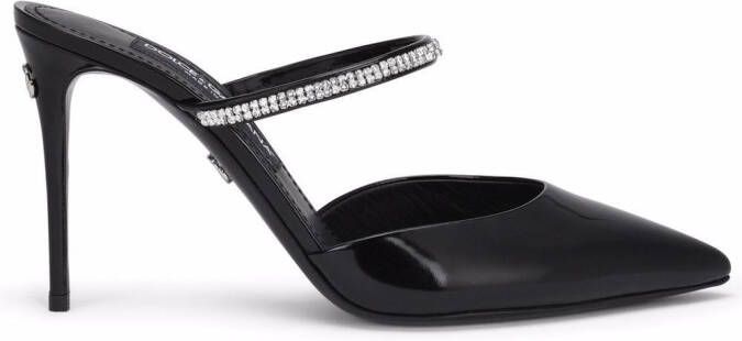 Dolce  Gabbana 90mm embellished patent leather mules Black