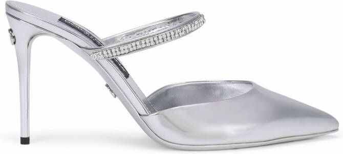 Dolce  Gabbana crystal-embellished pointed-toe mules Grey