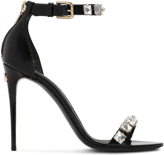 Dolce  Gabbana 105mm rhinestone-embellished leather sandals Black