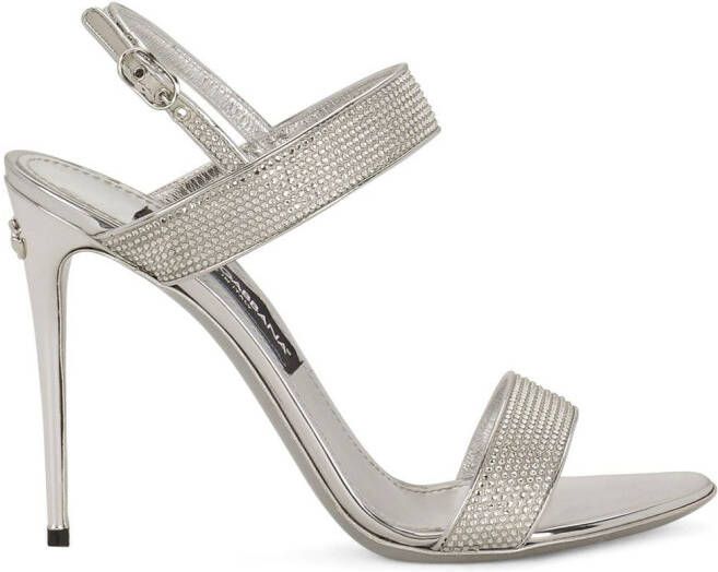 Dolce  Gabbana KIM DOLCEGABBANA crystal-embellished slingback sandals Silver