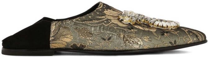 Dolce  Gabbana embellished jacquard slippers Gold