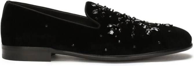 Dolce  Gabbana crystal-embellished velvet slippers Black