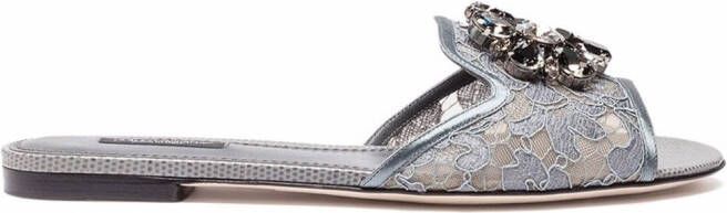 Dolce  Gabbana Rainbow Lace brooch-detail sandals Grey