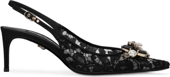 Dolce  Gabbana 60mm Rainbow Lace slingback pumps Black