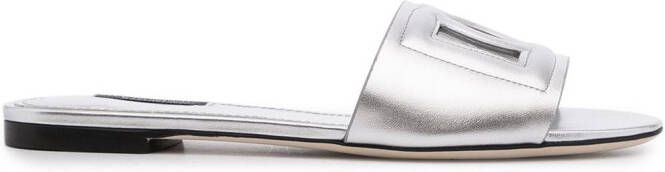 Dolce  Gabbana DG Millenials metallic leather sandals Silver