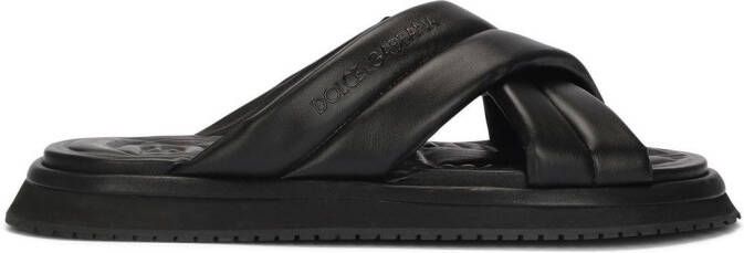 Dolce  Gabbana crossover-strap flat sandals Black