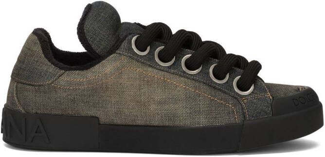 Dolce  Gabbana denim lace-up sneakers Blue