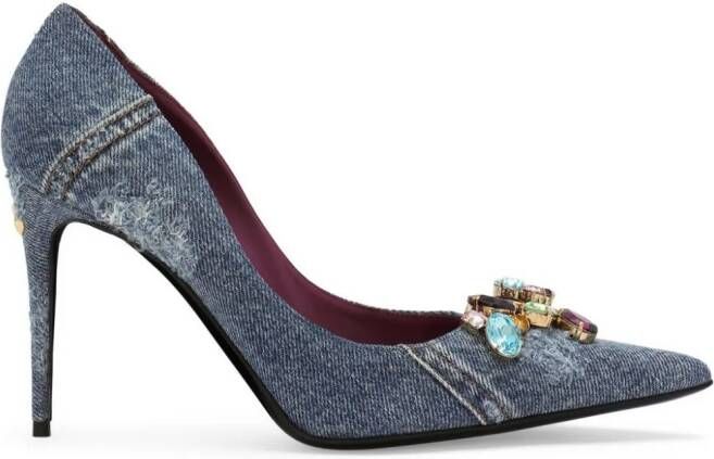 Dolce  Gabbana denim-patchwork leather pumps Blue
