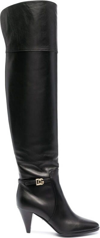 Dolce  Gabbana DG buckle knee-length boots Black