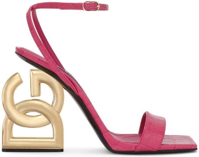 Dolce  Gabbana 3.5 105mm crocodile-embossed leather sandals Pink