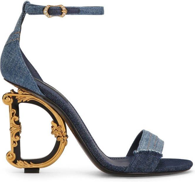 Dolce  Gabbana 105mm DG heel patchwork sandals Blue
