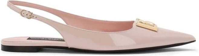 Dolce  Gabbana DG leather slingback ballerina shoes Pink