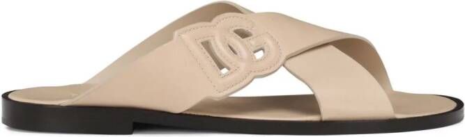 Dolce  Gabbana DG-logo leather sandals Neutrals