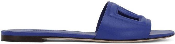 Dolce  Gabbana DG Logo leather slides Blue