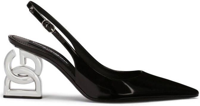 Dolce  Gabbana 3.5 patent leather slingback pumps Black
