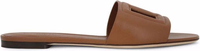 Dolce  Gabbana DG Logo leather sandals Brown