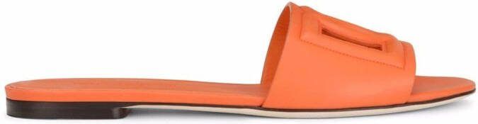 Dolce  Gabbana DG Logo leather sandals Orange
