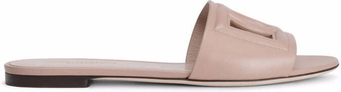 Dolce  Gabbana DG Logo leather sandals Pink