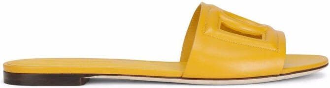 Dolce  Gabbana DG Logo leather sandals Yellow
