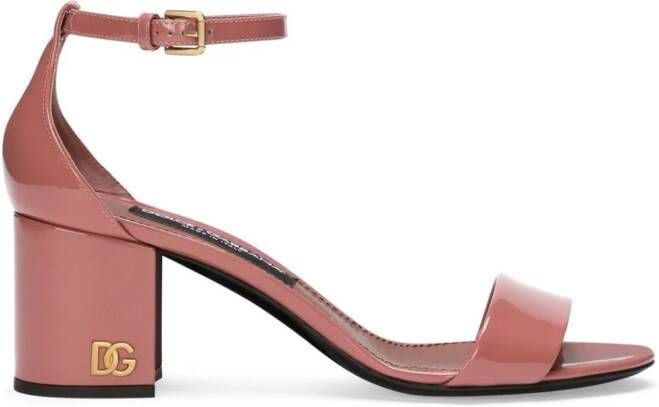 Dolce  Gabbana DG patent-leather sandals Pink