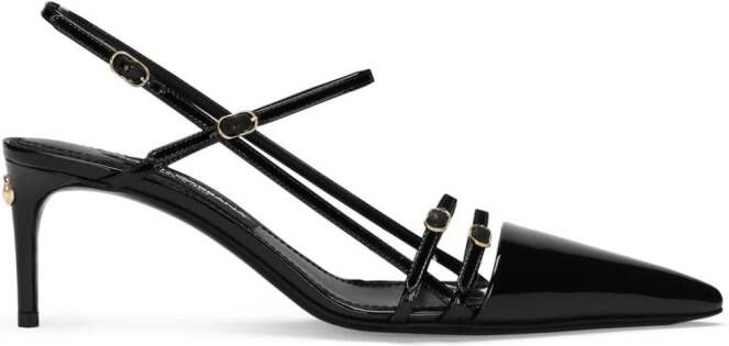 Dolce  Gabbana DG-plaque leather pumps Black