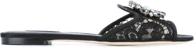 Dolce  Gabbana Rainbow Lace brooch-detail sandals Black