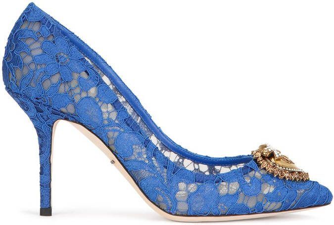 Dolce  Gabbana embellished lace pumps Blue