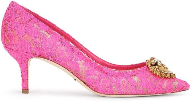Dolce  Gabbana embellished lace pumps Pink