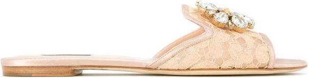 Dolce  Gabbana Rainbow Lace brooch-detail sandals Neutrals