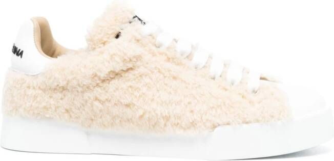 Dolce  Gabbana embossed-logo leather sneakers White