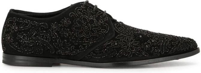 Dolce  Gabbana embroidered suede derby shoes Metallic
