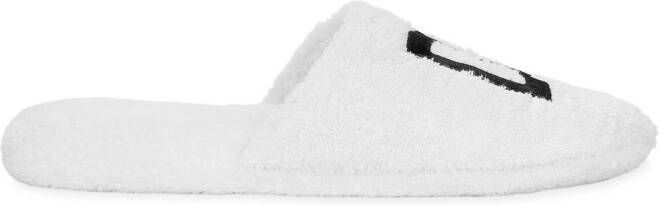 Dolce  Gabbana embroidered-logo cotton slippers White