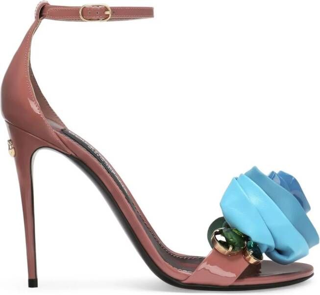 Dolce  Gabbana 105mm Keira floral-appliqué sandals Pink