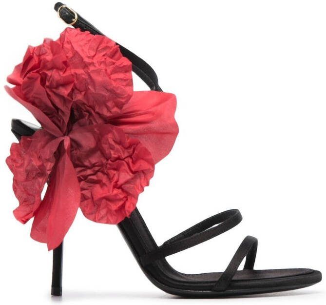 Dolce  Gabbana 110mm floral-appliqué sandals Black