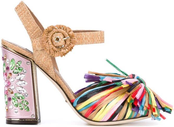 Dolce  Gabbana fringed embellished sandals Pink