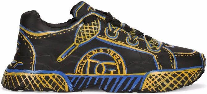Dolce  Gabbana graffiti lace-up sneakers Black