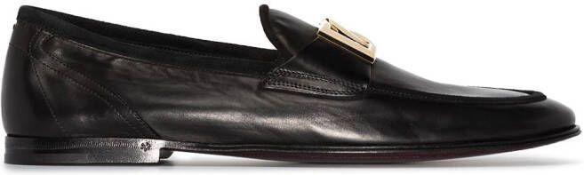 Dolce  Gabbana Interlocking DG-plaque leather loafers Black