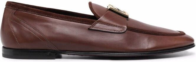 Dolce  Gabbana interlocking DG-plaque loafers Brown