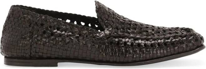 Dolce  Gabbana interwoven leather loafers Black