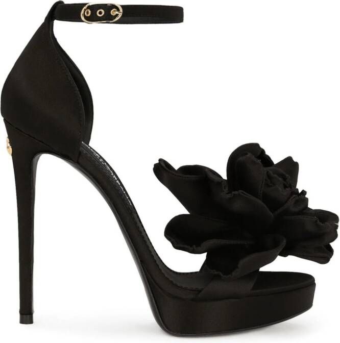 Dolce  Gabbana 105mm Keira floral-appliqué sandals Black