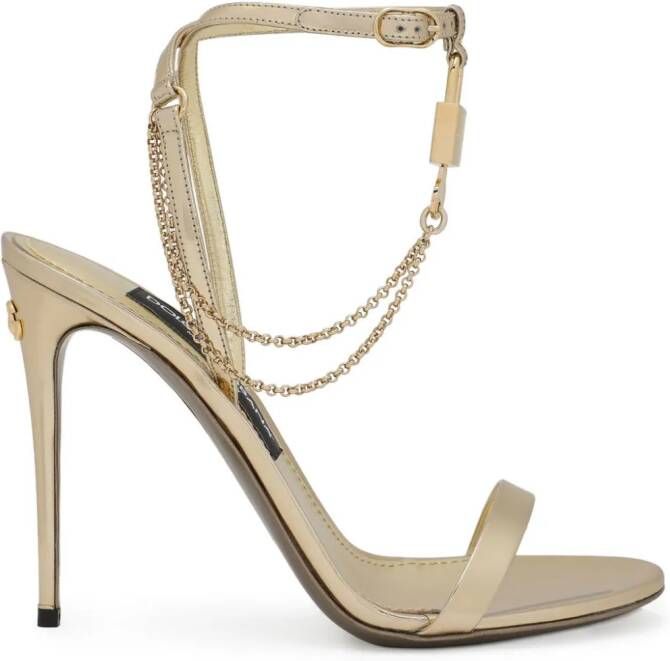 Dolce  Gabbana Keira 105mm padlock-detail sandals Gold