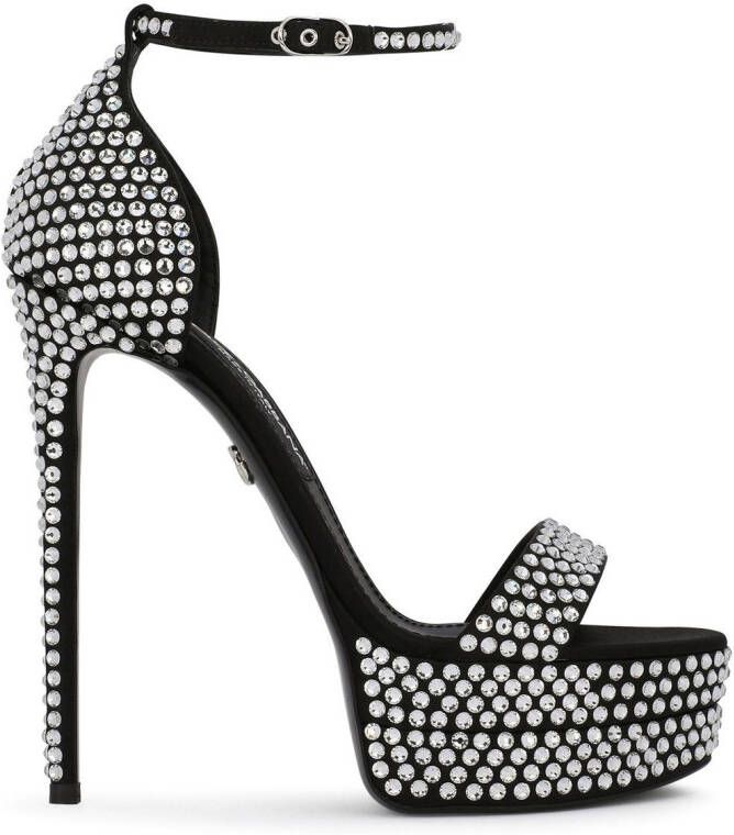 Dolce  Gabbana 145mm rhinestone-embellished platform sandals Black
