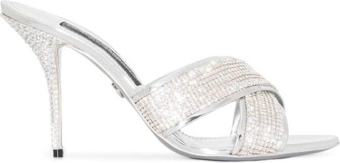 Dolce  Gabbana 85mm crystal-embellished sandals Silver
