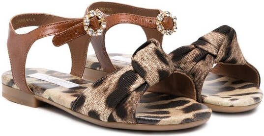 Dolce  Gabbana Kids animal print open-toe sandals Neutrals