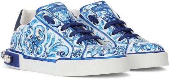 Dolce  Gabbana Kids Portofino Light Majolica-print sneakers White