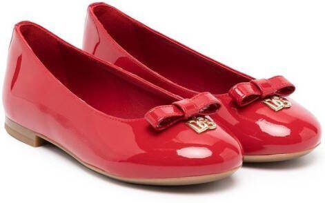 Dolce  Gabbana Kids bow-detail ballerina shoes Red
