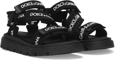 Dolce  Gabbana Kids branded grosgrain sandals Black