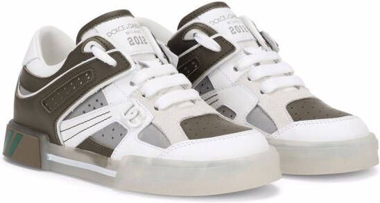 Dolce  Gabbana Kids colour-block leather sneakers Green