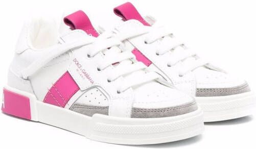Dolce  Gabbana Kids colour-block leather sneakers White